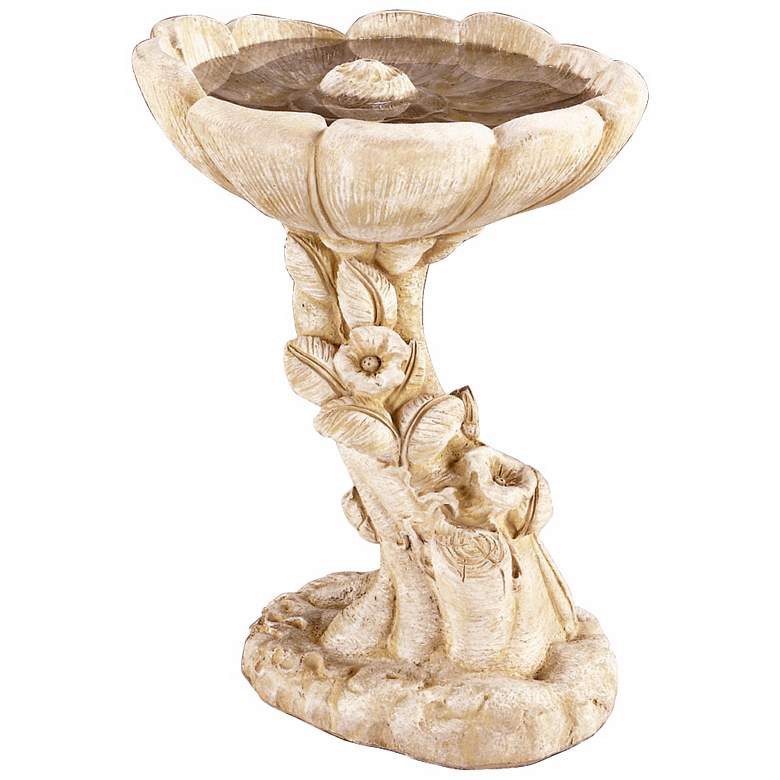 Image 1 Henri Studio Buttercup 21 inch High Cast Stone Flower Birdbath