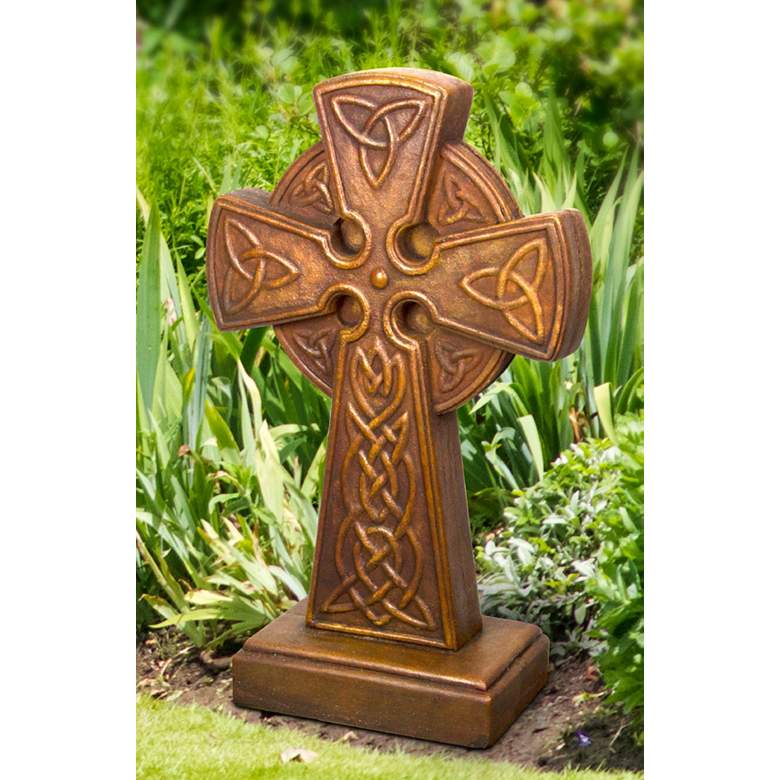 Image 1 Henri Studio Celtic Cross 27"H Relic Roho Garden Accent