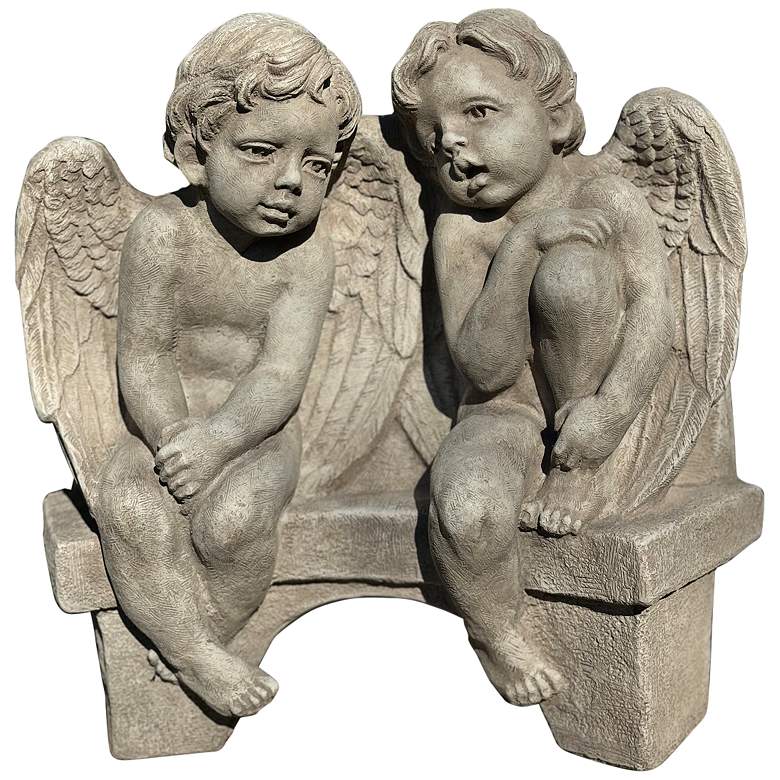 Image 2 Henri Studio Cherubs on Bench 17 inch Wide Garden Accents