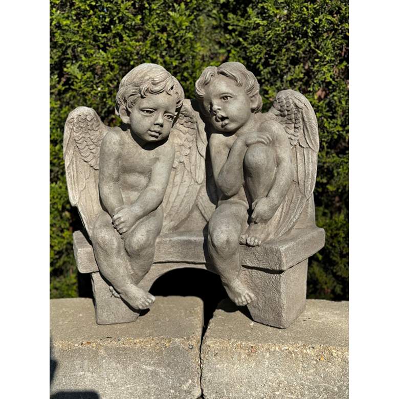 Image 4 Henri Studio Cherubs on Bench 17" Wide Garden Accents more views