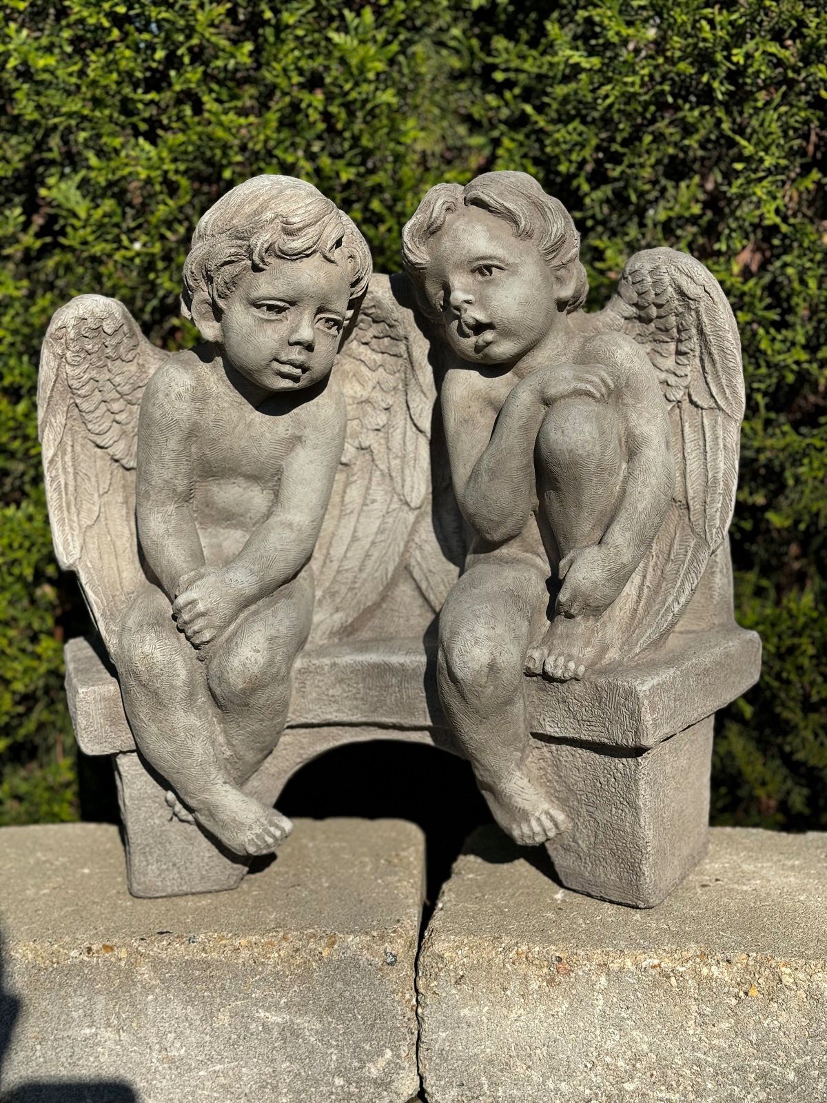 Image 4 Henri Studio Cherubs on Bench 17" Wide Garden Accents - Made to Order more views