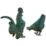 Henri Studio Chickens 2-Piece Brass Garden Figurine Set