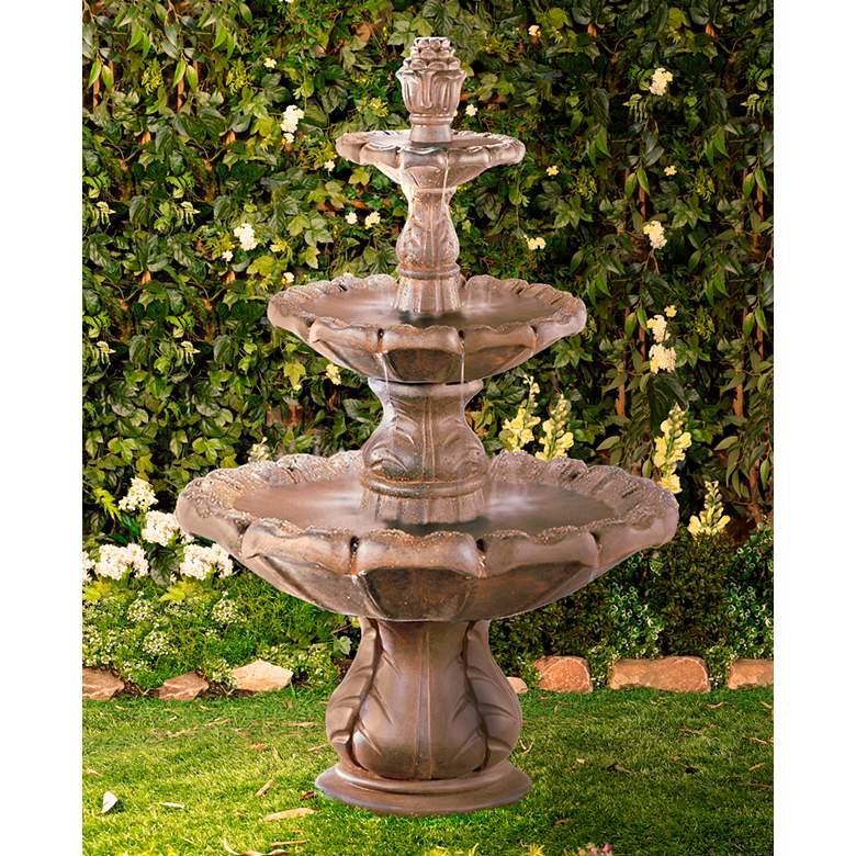 Image 1 Henri Studio Classical Finial 55" High Relic Aged Iron Garden Fountain