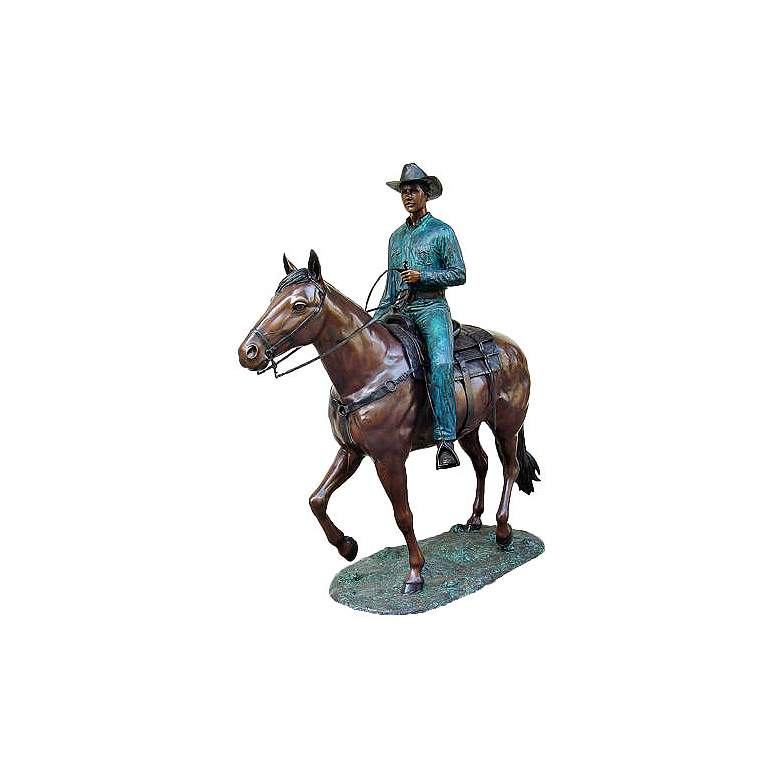 Image 1 Henri Studio Cowboy Jim 105 inch High Brass Life-Size Statue