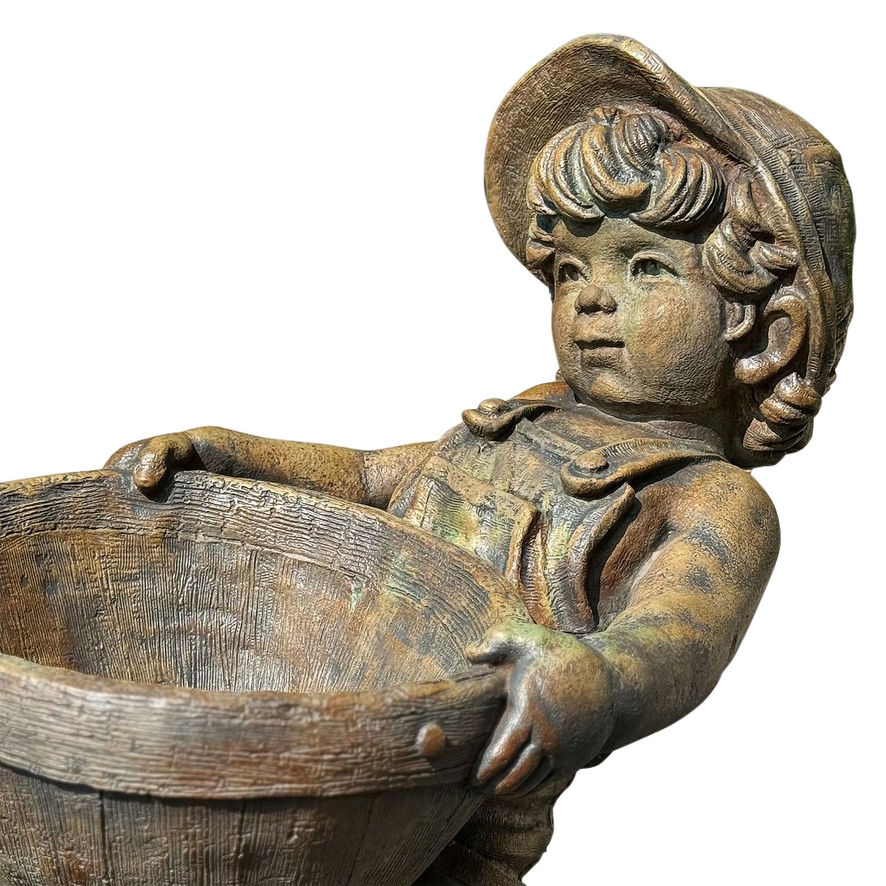 Image 2 Henri Studio Flower Boy Planter 24" Relic Lava Outdoor Statue Made to Order more views