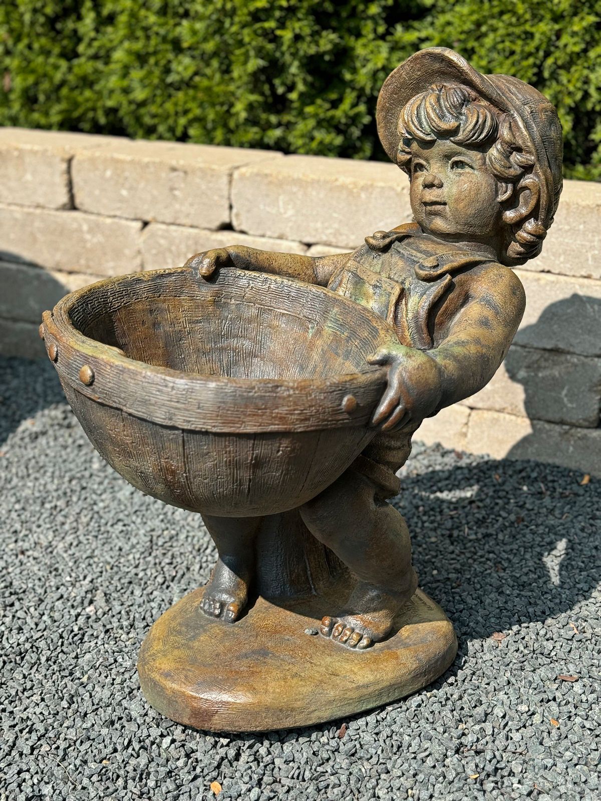 Image 3 Henri Studio Flower Boy Planter 24" Relic Lava Outdoor Statue Made to Order more views
