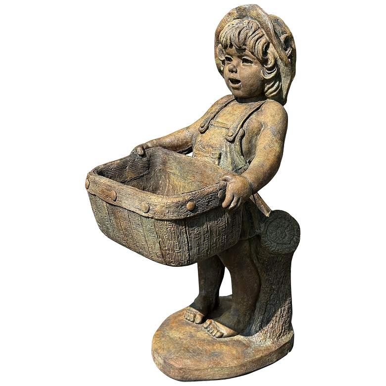 Image 1 Henri Studio Flower Girl Planter 28"H Relic Lava Outdoor Statue