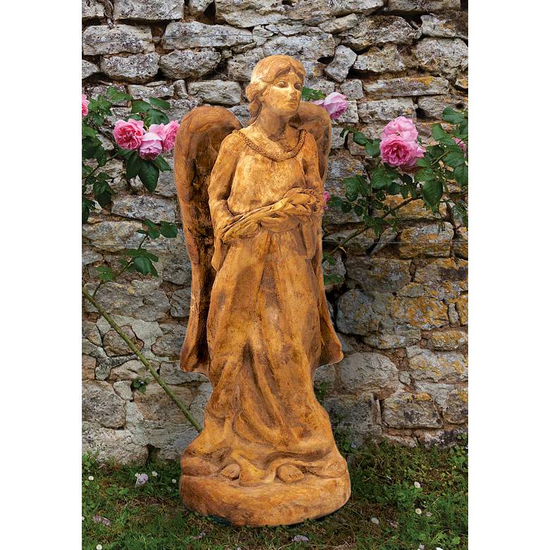 Image 1 Henri Studio Garden Angel 18 inch High Relic Lava Outdoor Statue