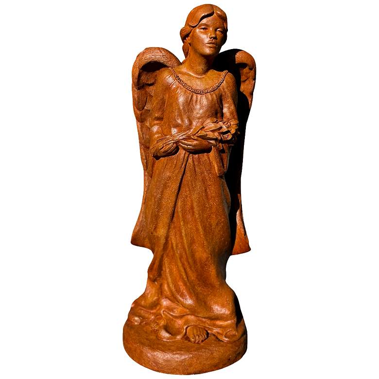 Image 1 Henri Studio Garden Angel 18" High Relic Oak Outdoor Statue