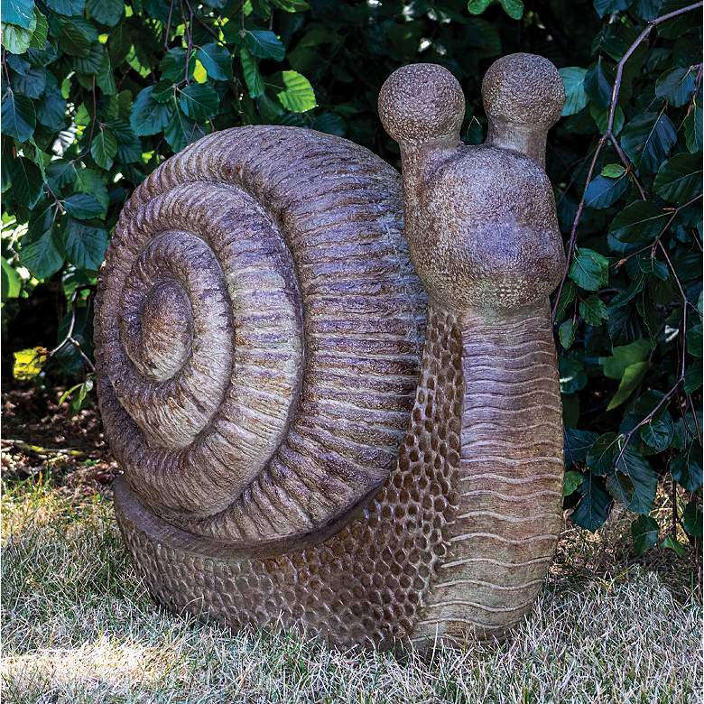 Image 1 Henri Studio Garden Snail 24 inch Wide Relic Lava Outdoor Statue