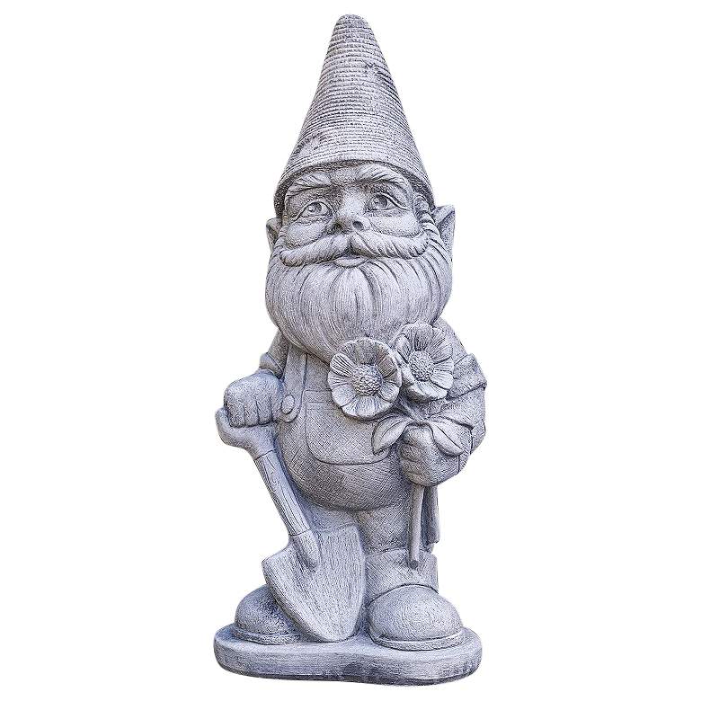 Image 2 Henri Studio Gardener 21" High Trevia Graystone Garden Gnome