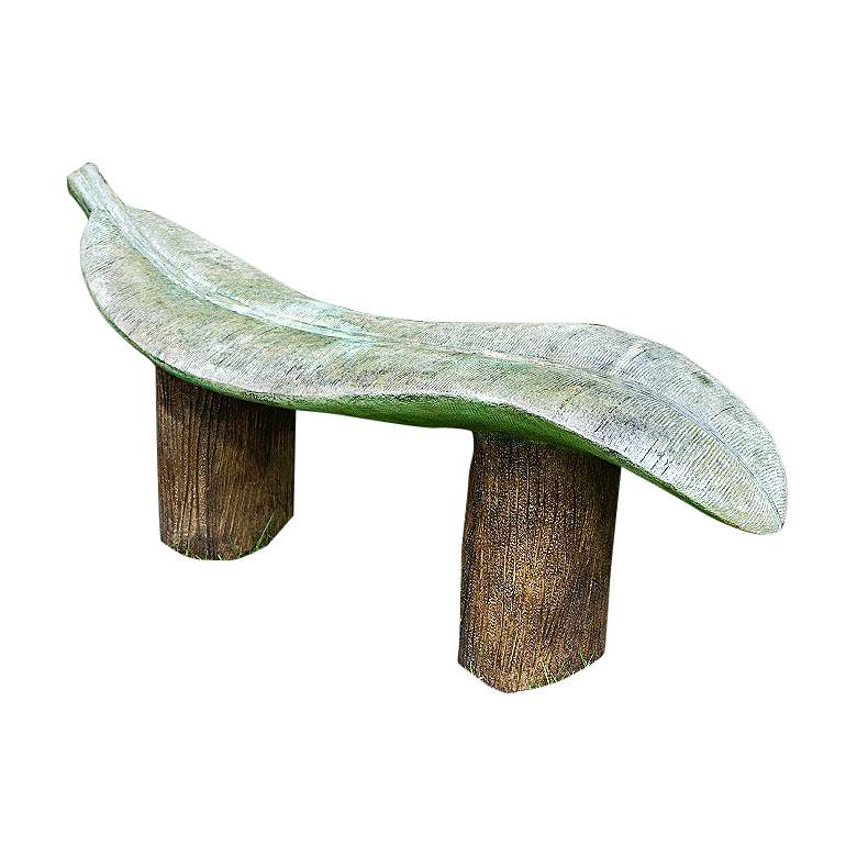Image 2 Henri Studio Giant Leaf 57" Wide Relic Hi-Tone Outdoor Bench