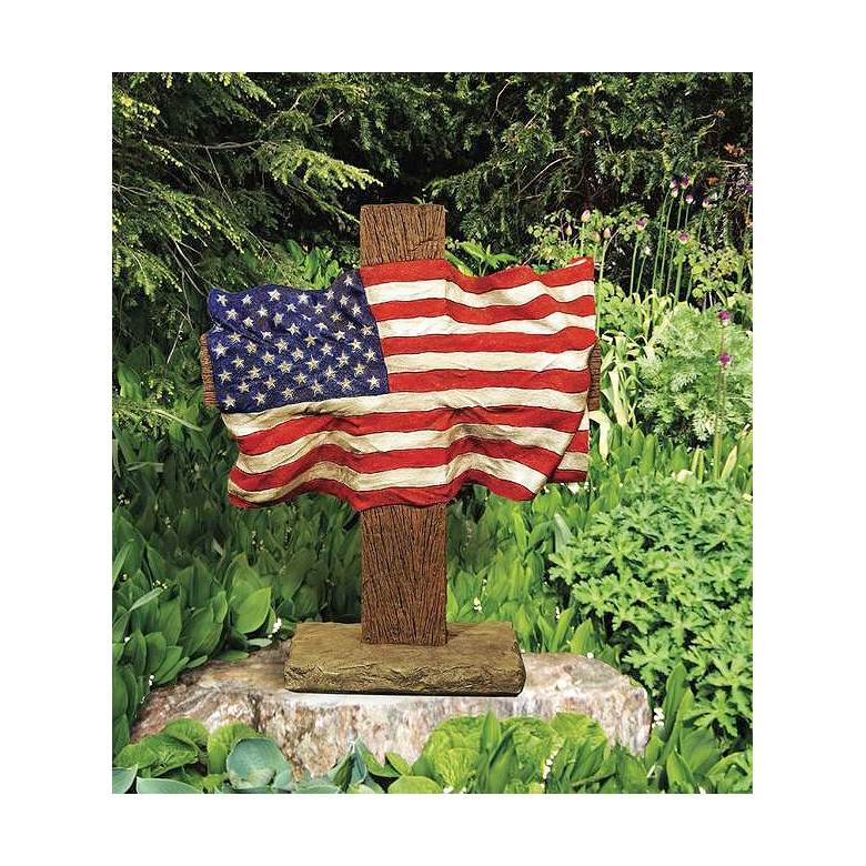 Image 1 Henri Studio God and Country 32 inch American Flag Garden Accent
