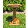 Henri Studio Golden Grain 28"H Relic Oak Outdoor Bird Bath