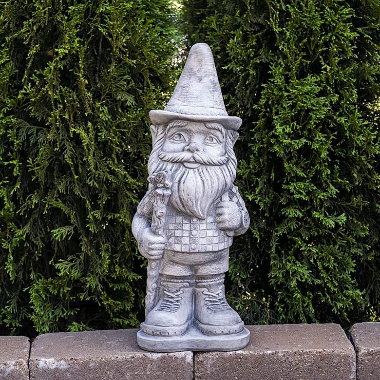 Image 1 Henri Studio Hiker 21 inch High Trevia Graystone Garden Gnome