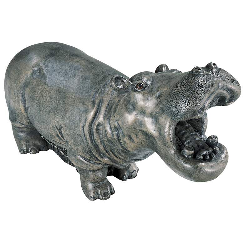 Image 1 Henri Studio Hippopotamus 24" High Cast Stone Garden Accent