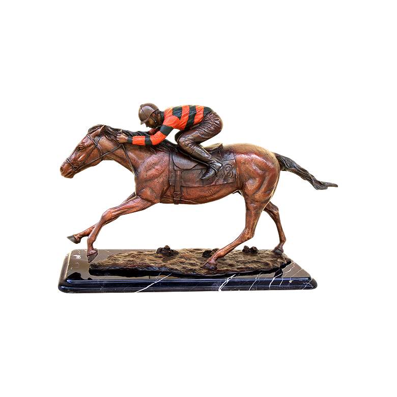 Image 1 Henri Studio Jockey on Horse 10 inch High Tabletop Sculpture