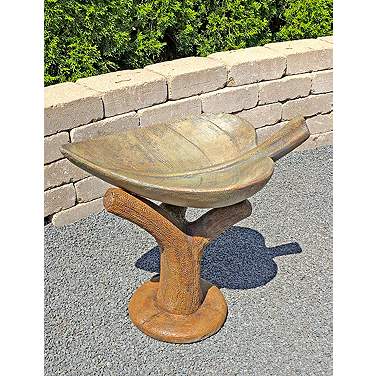 Henri Studio Leaf 27" High Relic Hi-Tone Outdoor Birdbath