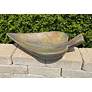 2_Henri Studio Leaf 9" High Relic Nebbia Outdoor Birdbath