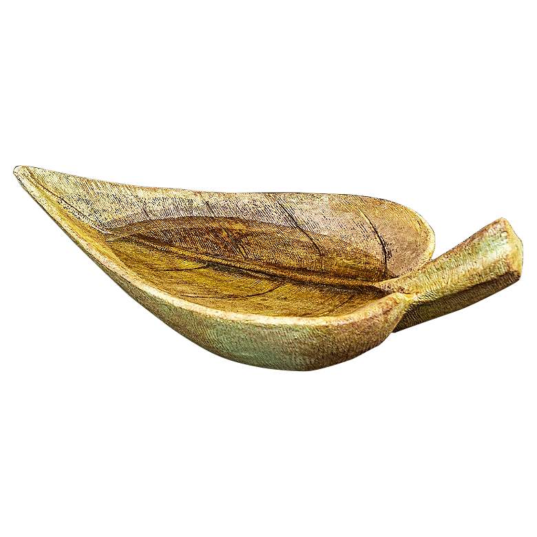 Image 2 Henri Studio Leaf 9 inch High Relic Sargasso Outdoor Birdbath