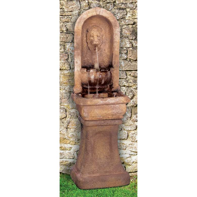Image 1 Henri Studio Lion Alcove 65"H Gardenstone Outdoor Fountain