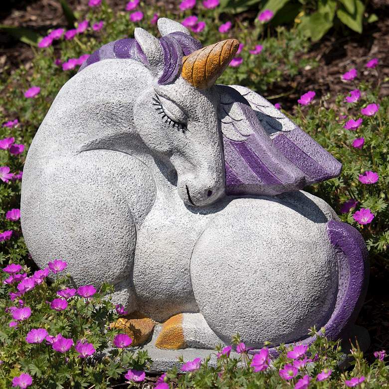 Image 1 Henri Studio Luna the Unicorn 19 1/2"W Hi-Tone Garden Statue