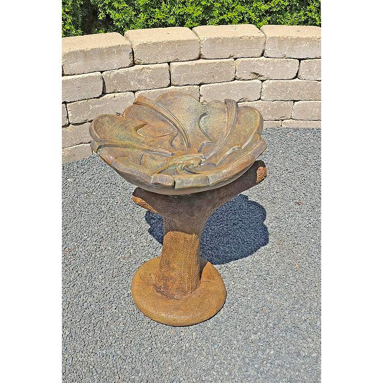 Image 1 Henri Studio Maple Leaf 23"H Relic Nebbia Outdoor Bird Bath