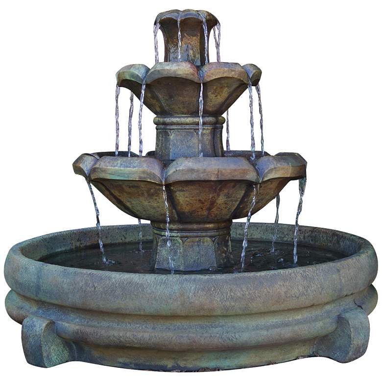 Image 2 Henri Studio Montreux 32 inch Cast Stone 2-Tier Garden Fountain