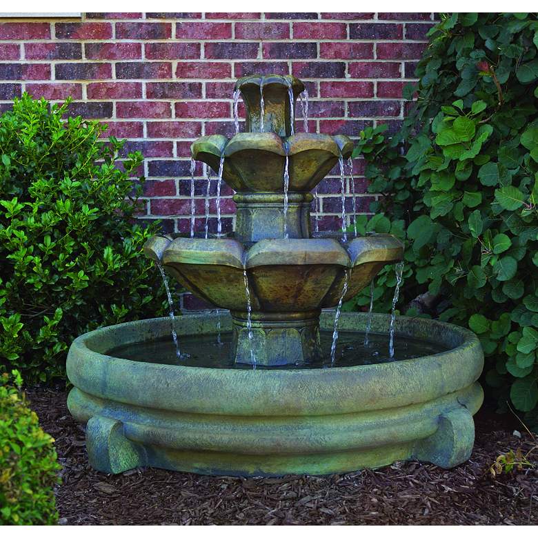 Image 3 Henri Studio Montreux 32" Cast Stone 2-Tier Garden Fountain more views