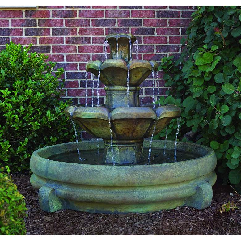 Image 3 Henri Studio Montreux 32 inch Cast Stone 2-Tier Garden Fountain more views