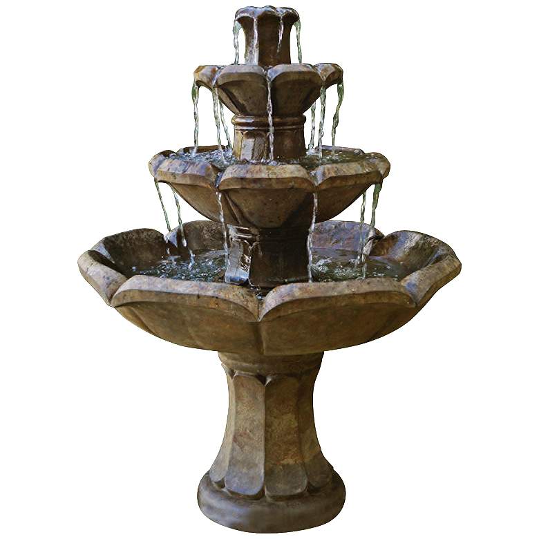 Image 2 Henri Studio Montreux 48" High Relic Fumato 3-Tier Garden Fountain
