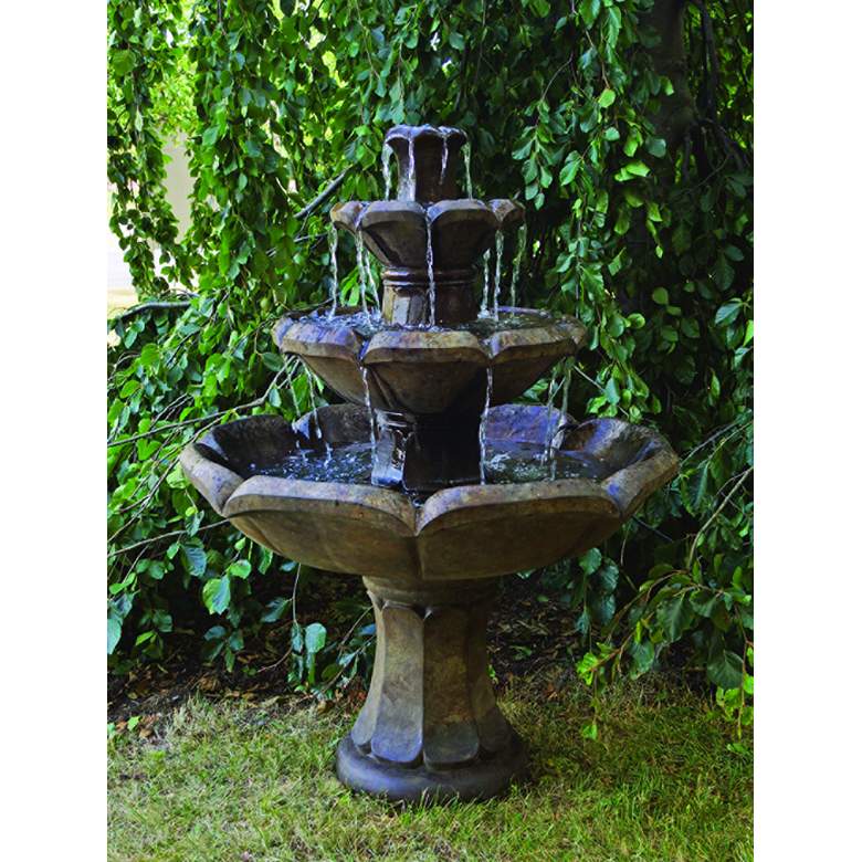 Image 4 Henri Studio Montreux 48" High Relic Fumato 3-Tier Garden Fountain more views