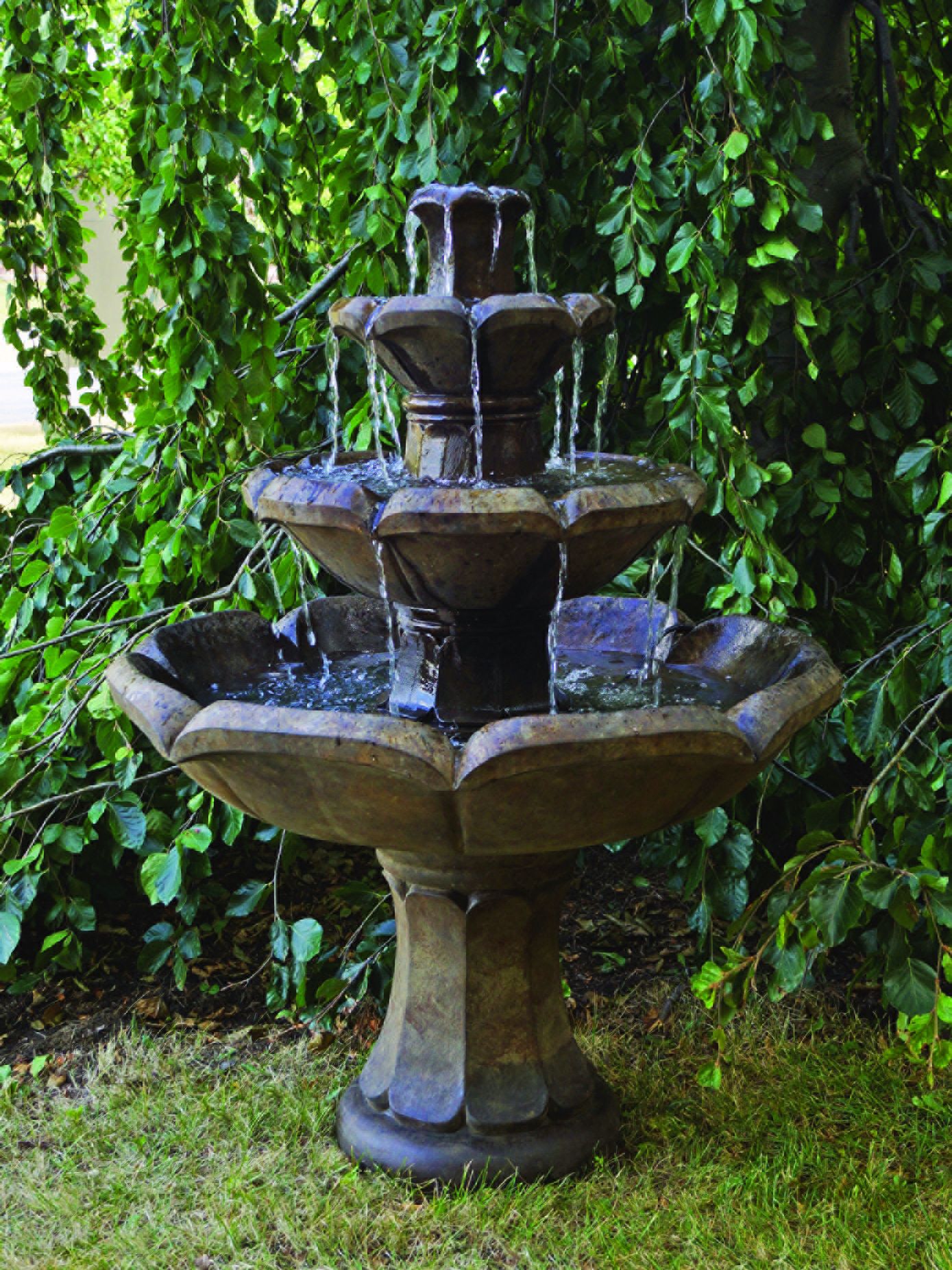 Image 4 Henri Studio Montreux 48" Relic Fumato 3-Tier Garden Fountain Made to Order more views