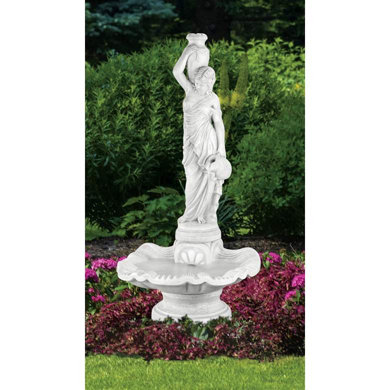 Image 1 Henri Studio Rebecca at the Well 78 inch High Pompeii Ash Outdoor Fountain