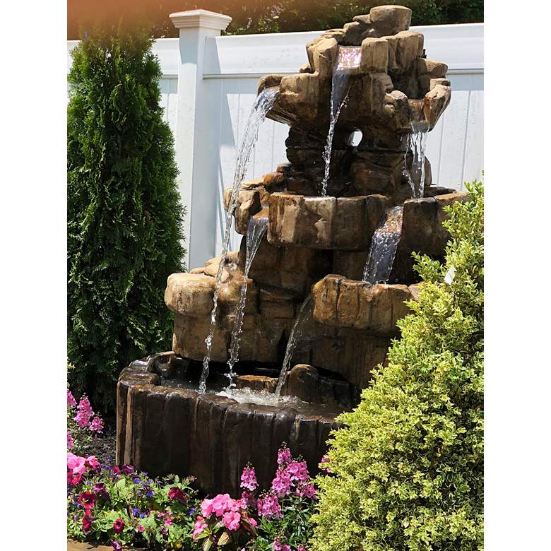 Image 1 Henri Studio Rock Falls 58 inch High Relic Lava Outdoor Fountain