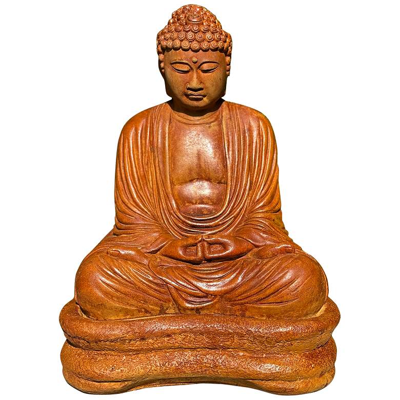 Image 1 Henri Studio Seated Buddha 22" High Relic Oak Garden Accent Sculpture