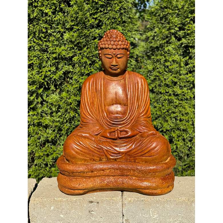 Image 3 Henri Studio Seated Buddha 22" High Relic Oak Garden Accent Sculpture more views