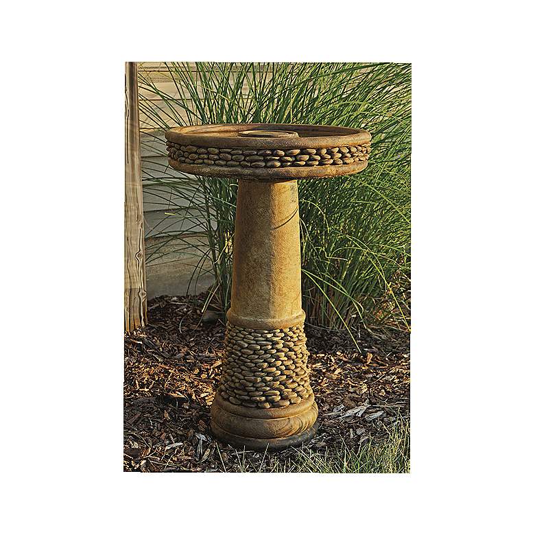Image 1 Henri Studio Shimmering Stones 28 1/2"H Relic Lava Birdbath