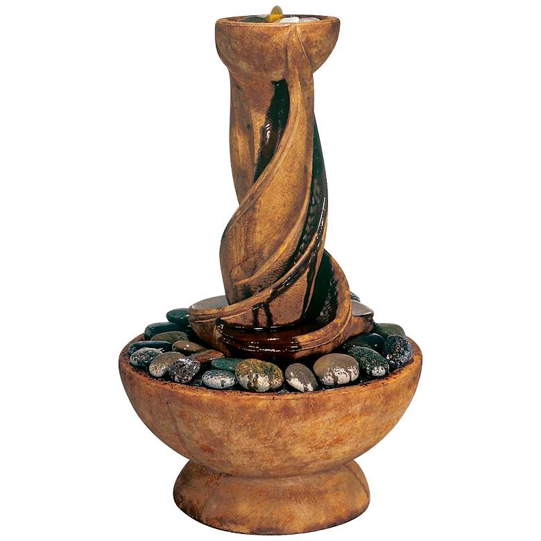 Image 1 Henri Studio Spiral 38 inch High Relic Lava Outdoor Fountain