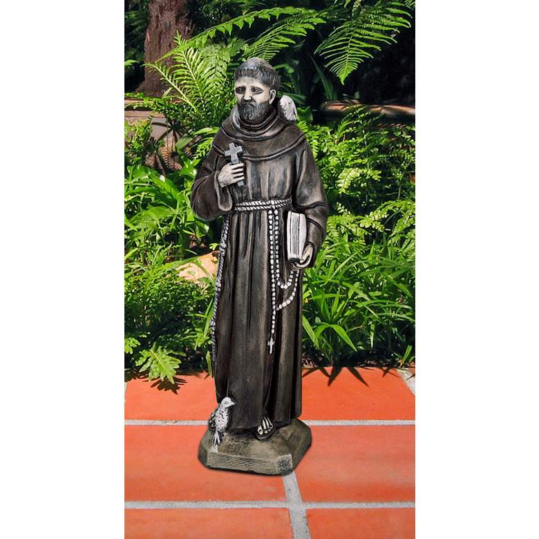 Image 1 Henri Studio St. Francis 27 inchH Hi-Tone Painted Outdoor Statue