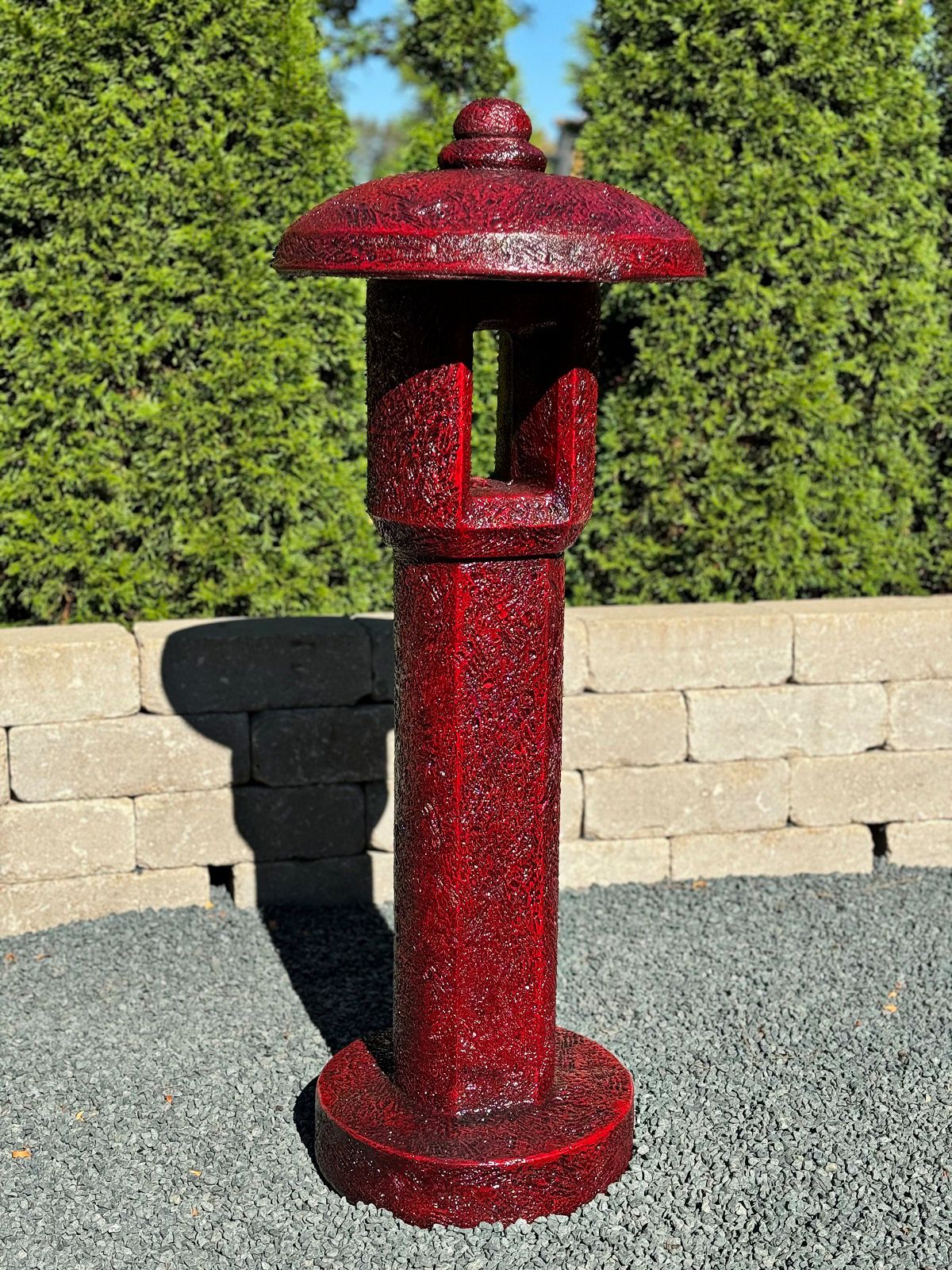 Image 3 Henri Studio Tall Ishi-Doro Lantern 40"H Asian Red Garden Made to Order more views