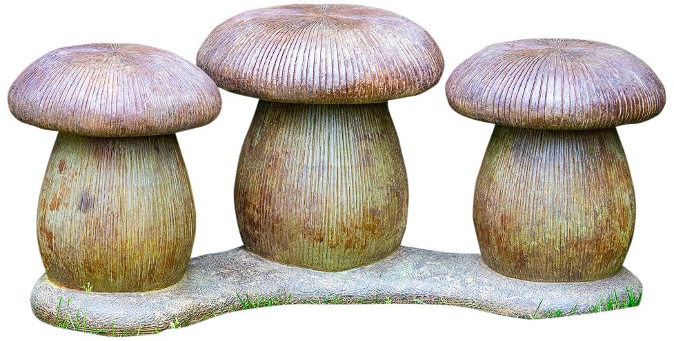 Henri Studio Three Mushroom 42"W Relic Hi-Tone Outdoor Bench