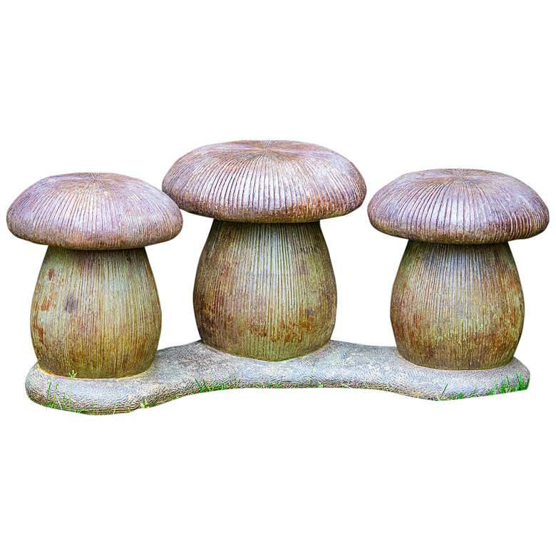 Image 2 Henri Studio Three Mushroom 42 inchW Relic Hi-Tone Outdoor Bench