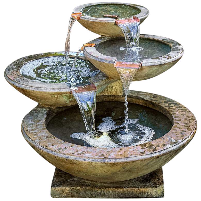 Image 2 Henri Studio Verona 25" Relic Nebbia Finish LED Outdoor Water Fountain