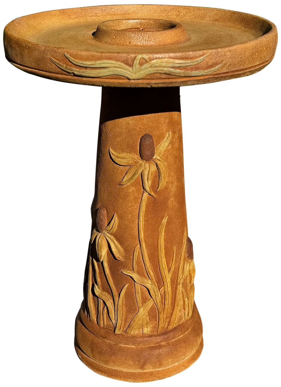 Henri Studio Wetlands Coneflower 25"H Relic Hi-Tone Birdbath Made to Order