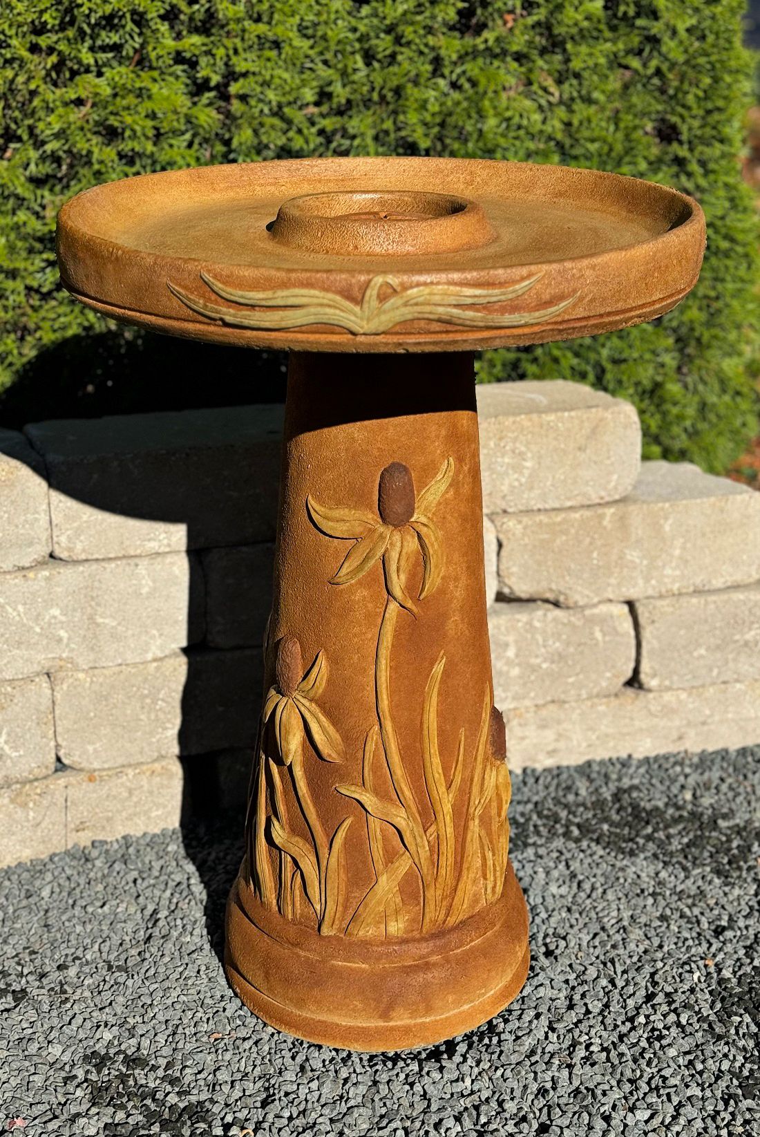 Image 3 Henri Studio Wetlands Coneflower 25"H Relic Hi-Tone Birdbath Made to Order more views
