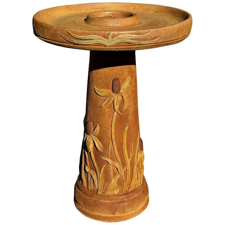 Image 1 Henri Studio Wetlands Coneflower 25 inchH Relic Hi-Tone Birdbath