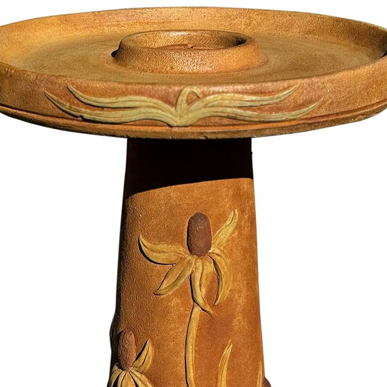 Image 2 Henri Studio Wetlands Coneflower 25"H Relic Hi-Tone Birdbath more views