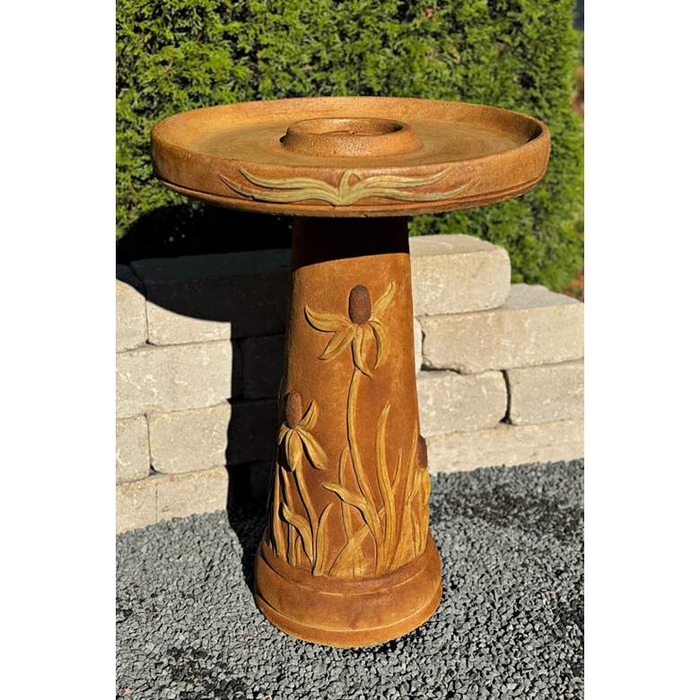Image 3 Henri Studio Wetlands Coneflower 25"H Relic Hi-Tone Birdbath more views