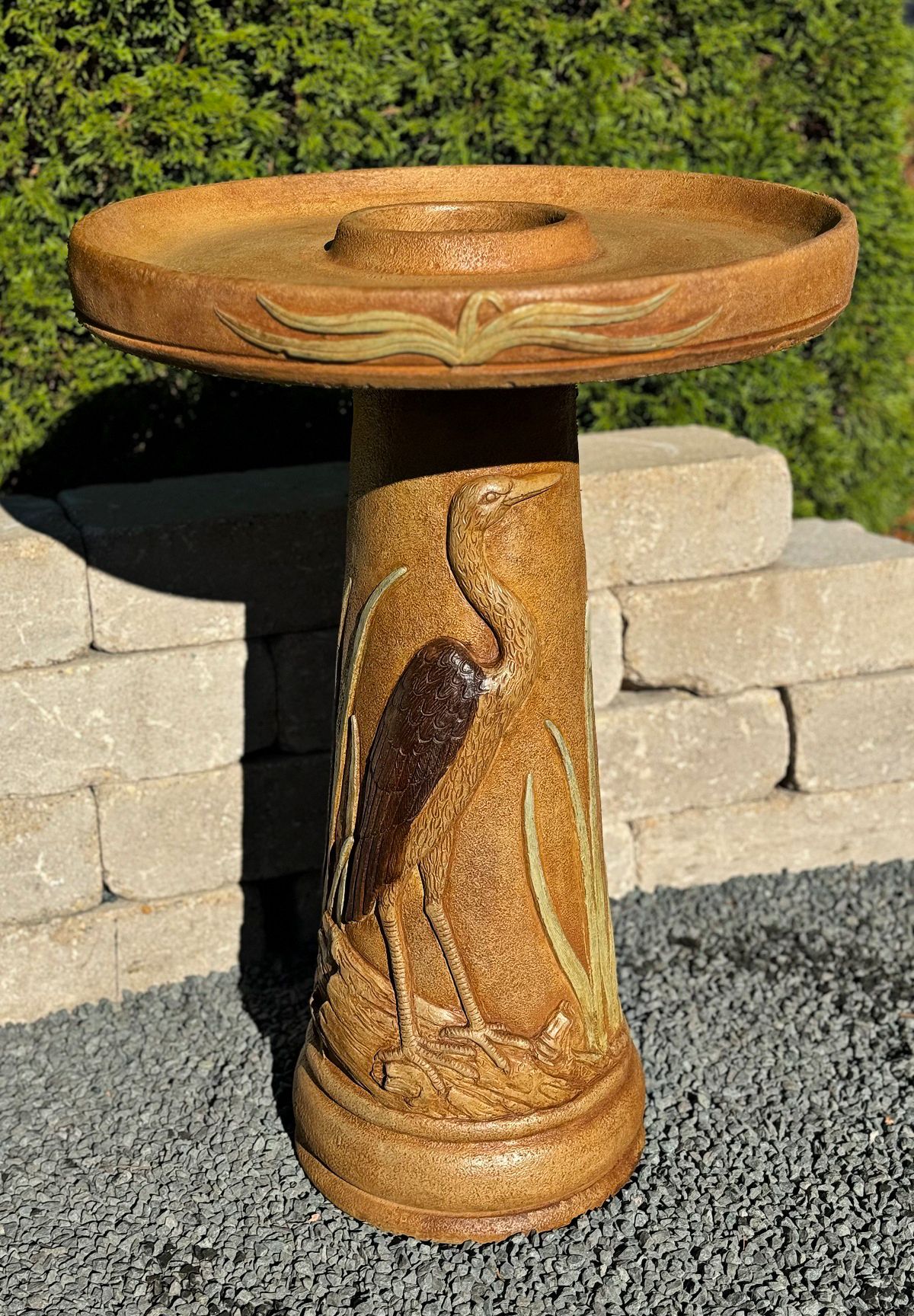 Image 3 Henri Studio Wetlands Egret 25" High Relic Hi-Tone Birdbath - Made to Order more views